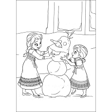 Dibujos de Elsa y Anna Construyendo Olaf