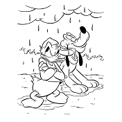 Dibujos de Donald y Pluto En La Lluvia