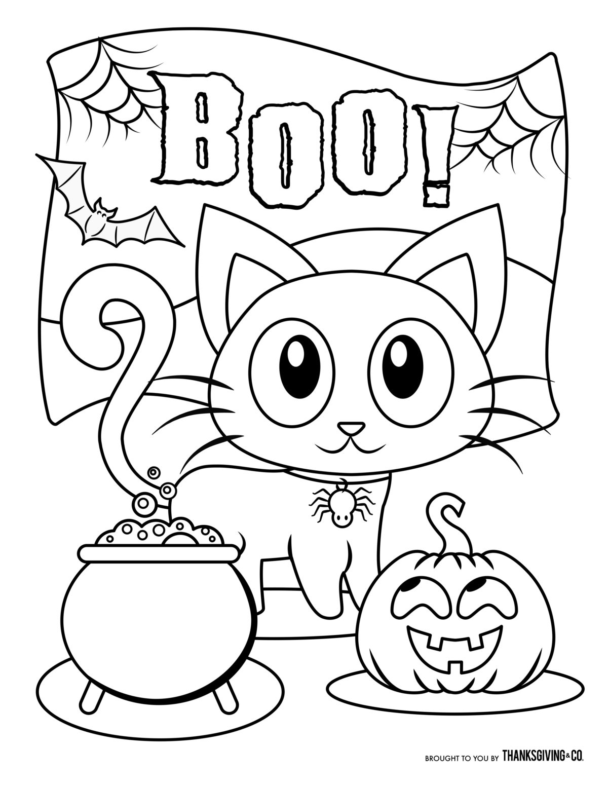 Dibujos de Boo Gato y Halloween 