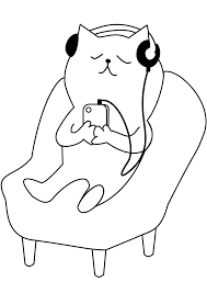 Dibujos de Gato Escuchando Musica