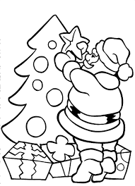 Dibujos de Papá Noel Decorando el Árbol de Navidad
