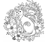 Dibujos de Gato En Flores