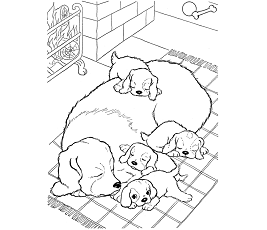 Dibujos de Perro y Perritos Durmiendo