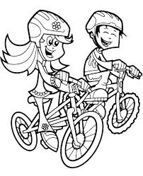 Dibujos de Niño y Niña Montando Bicicleta