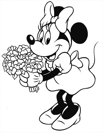 Dibujos de Minnie con Flores