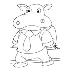 Dibujos de Hipopótamo Va a La Escuela