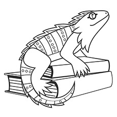 Dibujos de Iguana Sentada en Libros