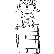 Dibujos de Chica Sentado En Libros