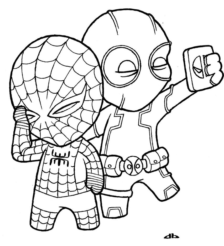 Dibujos de Deadpool y Spiderman