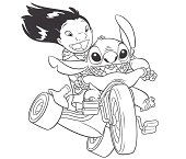 Dibujos de Stitch Ciclismo Con Lilo