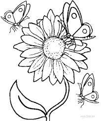 Dibujos de Girasol con Mariposas