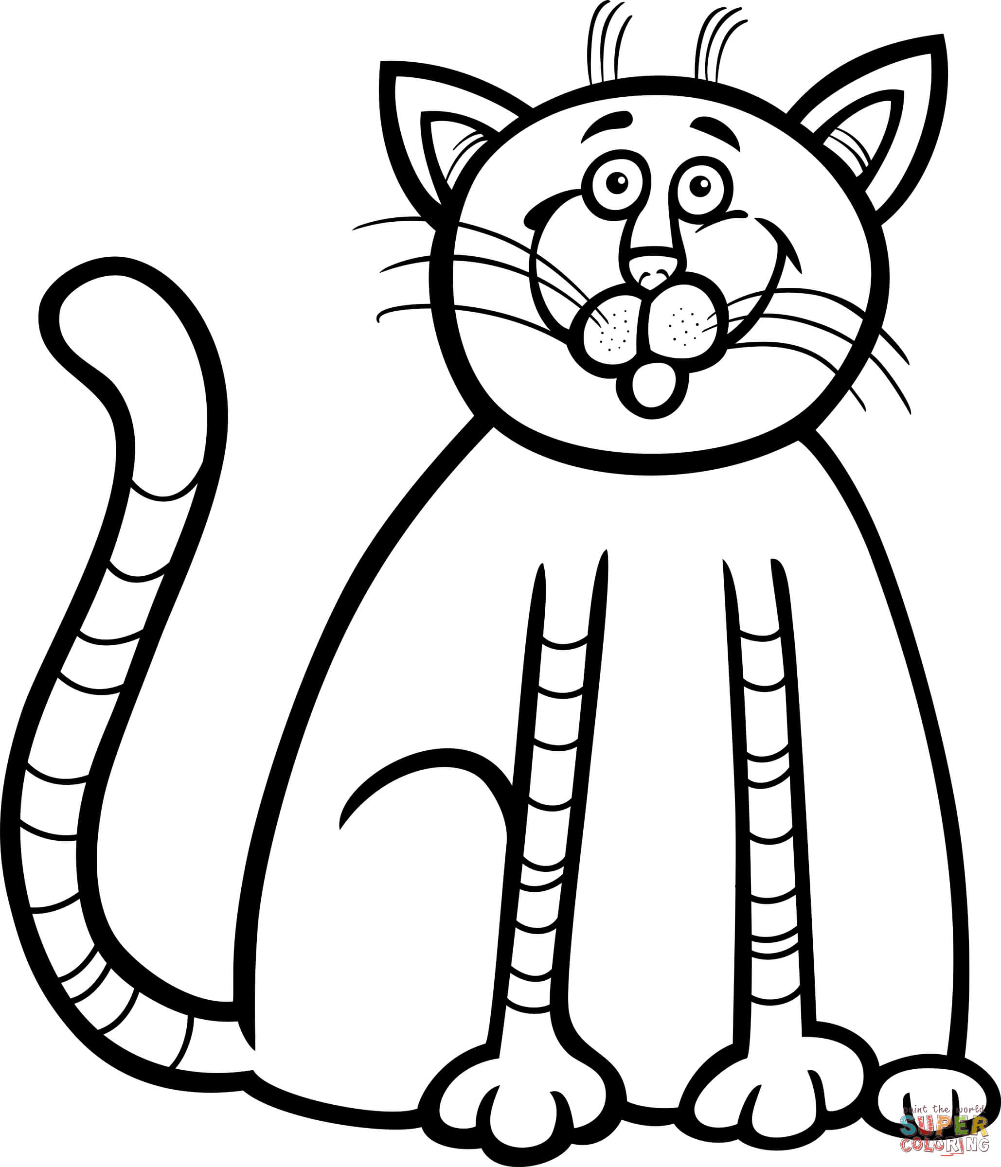 Dibujos de Gran Gato Gordo para Colorear, Pintar e Imprimir