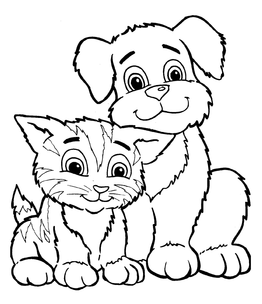 Dibujos para Colorear Online y Gratis: Pintar perro y gato